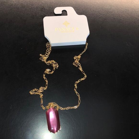 Panacea Prom Homecoming Party Girly Pink Cats Eye Pendant Necklace NWT - Picture 1 of 3